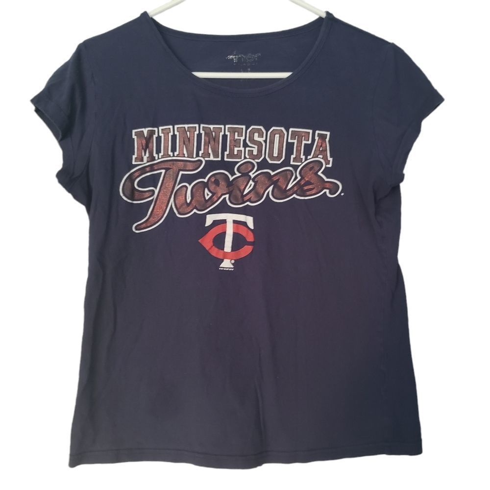 𝅺MINNESOTA Twins ladies t-shirt large Navy  Blue